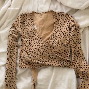 leopard print wrap top